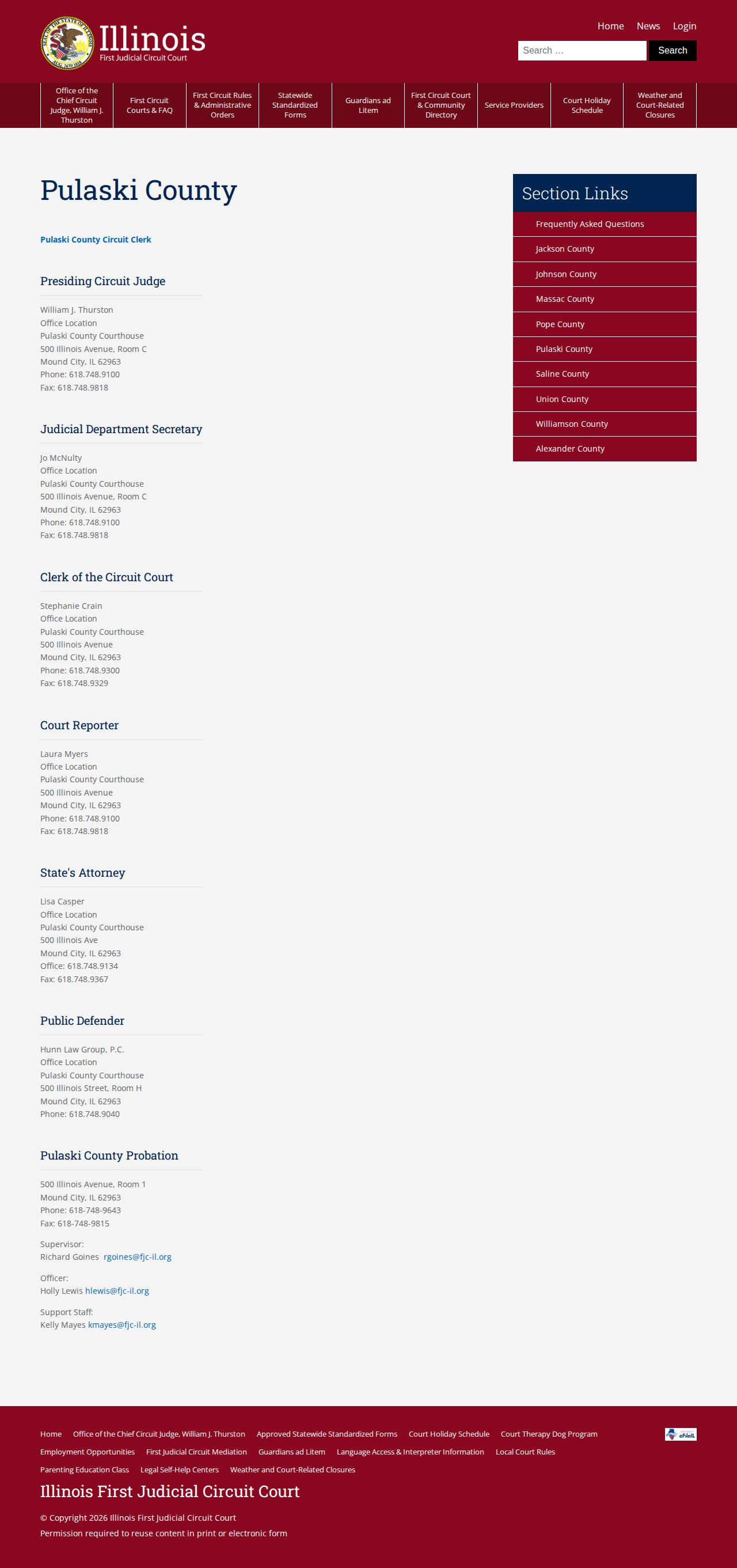 Pulaski County probation office and post-release supervision contact